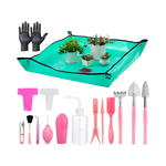 25Pcs Mini Garden Hand Transplanting Succulent Tools Set, 39.4" Thickened Repotting Mat & Plant Tag, Miniature Planting Indoor Fairy Care, Potting, Cactus, Houseplant Bonsai Tool Kit (Pink)