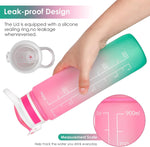 Motivational Water Bottle,32 Oz Water Bottle,Water Jug with Time Maker and Straw