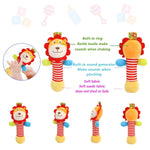 Wrist Rattles Foot Finder Rattle Toy for 0-4 Months Baby, Feet Leg Ankle Socks Arm Hand Bracelet Shaker for 4-8 Months Infant Boy & Girl, Gift Set for 0-1 Years Newborn Babies (5 Pcs-B)