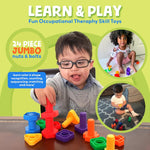 24 Pc Jumbo Nuts and Bolts - STEM Motor Skills & Therapy Activity Set for Kids & Seniors
