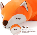 Fox Stuffed Animals Not Weighted, Cute Big Lying Fox Plush Toy, 18.1In Kawaii Soft Plushies, Hugging Body Pillow for Christmas/Birthday/Party Gifts Presents for Kids Girls Boys Adults