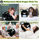 Dragon Plush Toy-16'' Black Dragon Stuffed Animal, Cool Plushie Stuffed Animals Giant Dragon Plush, Cute Black Dragon Pillow Hugging Pillow Cushion Soft Kawaii Plush Toy Big Stuffed Animals