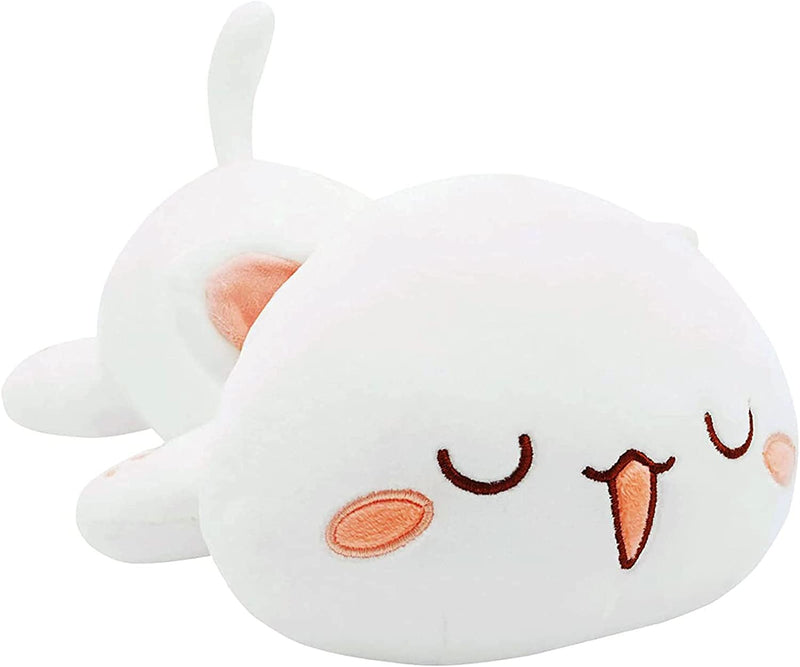 Cute Kitten Plush Toy Stuffed Animal Pet Kitty Soft Anime Cat Plush Pillow for Kids (White B, 12")