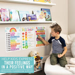 8 Calming Corner Posters for Classroom Must Haves for Teachers - 11X17" Calm down Corner Supplies, Feelings Chart for Kids Ages 4-8, Toddler Emotions Chart, Rainbow Classroom Decor