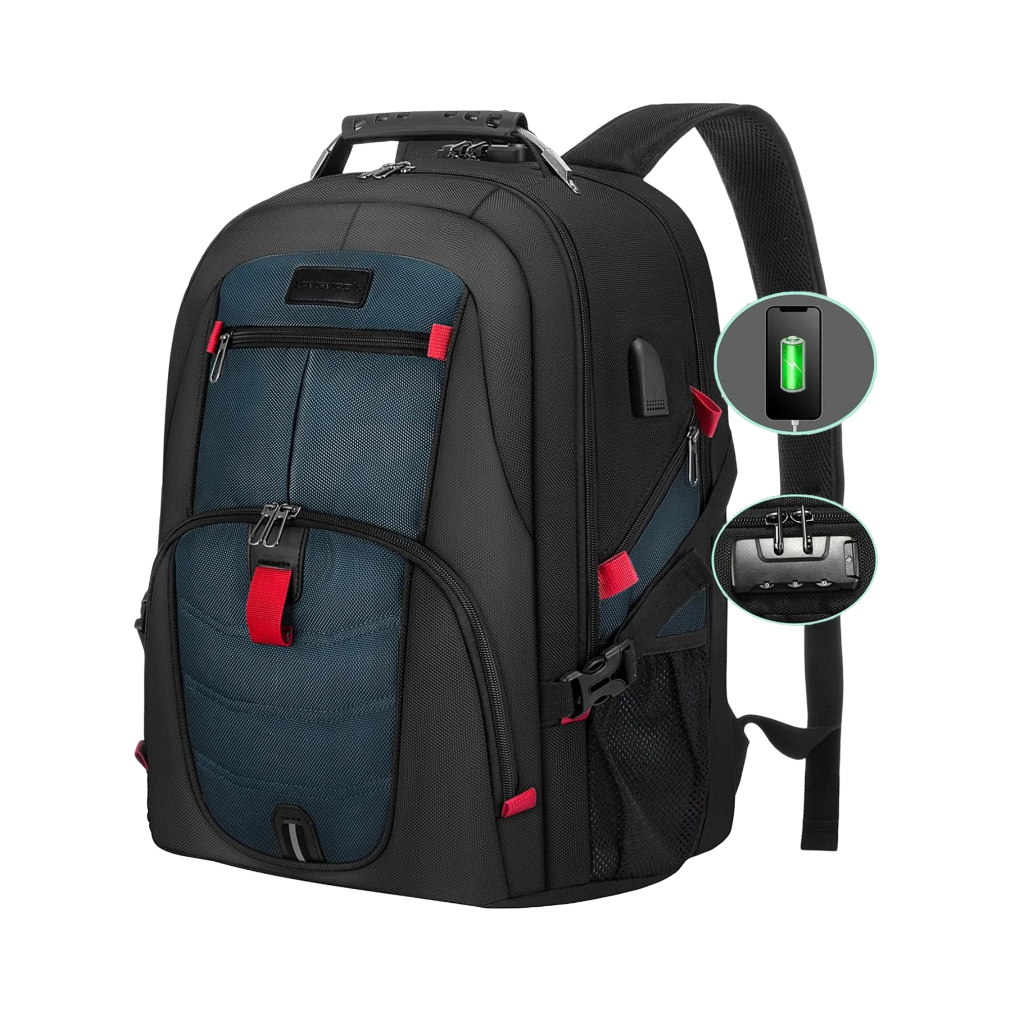 Travel Backpack for Men 17Inch Large Work Backpack for Men Large Capacity Lockable Mochilas Para Hombres Waterproof Computer Backpack for Work Business Travel College (17 Inch,Dark-Blue)