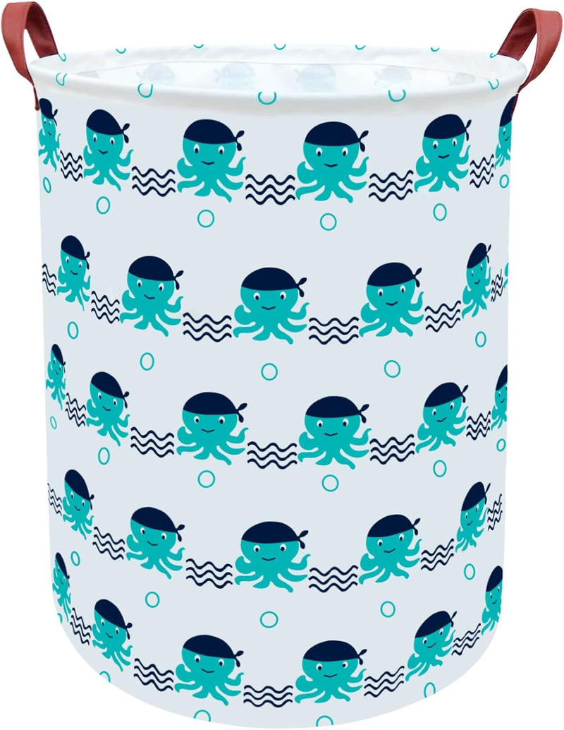 Cotton Fabric Storage Bin,Collapsible Laundry Basket-Waterproof Large Storage Baskets,Toy Organizer,Home Decor (Octopuses)