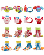 Wrist Rattles Foot Finder Rattle Toy for 0-4 Months Baby, Feet Leg Ankle Socks Arm Hand Bracelet Shaker for 4-8 Months Infant Boy & Girl, Gift Set for 0-1 Years Newborn Babies (5 Pcs-B)