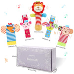 Wrist Rattles Foot Finder Rattle Toy for 0-4 Months Baby, Feet Leg Ankle Socks Arm Hand Bracelet Shaker for 4-8 Months Infant Boy & Girl, Gift Set for 0-1 Years Newborn Babies (5 Pcs-B)