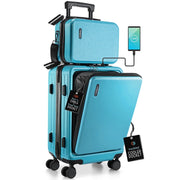 22" Hardside Carry on Luggage 22X14X9 Airline Approved and Expandable Luggage, Front Pocket Luggage Set Spinner Suitcase Set, Teal