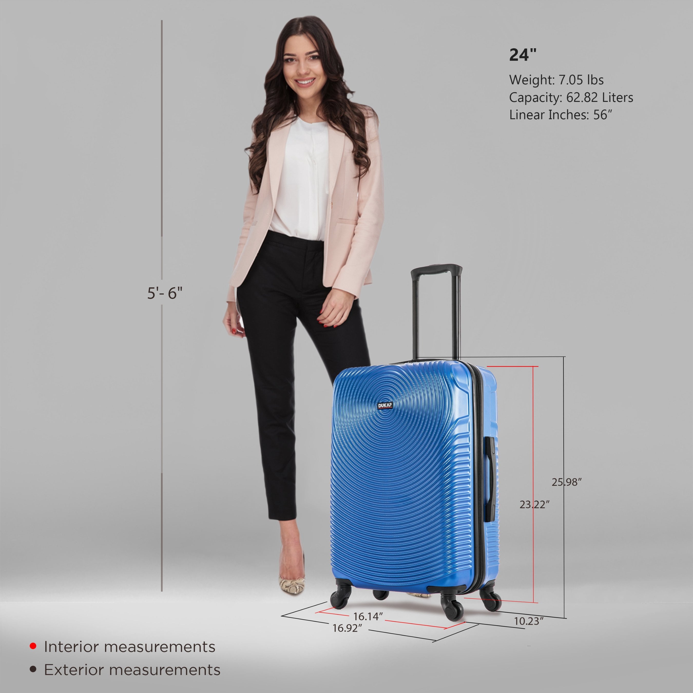 Inception 24" Hardside Lightweight Luggage with Spinner Wheels, Handle and Trolley, Blue