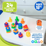 24 Pc Jumbo Nuts and Bolts - STEM Motor Skills & Therapy Activity Set for Kids & Seniors