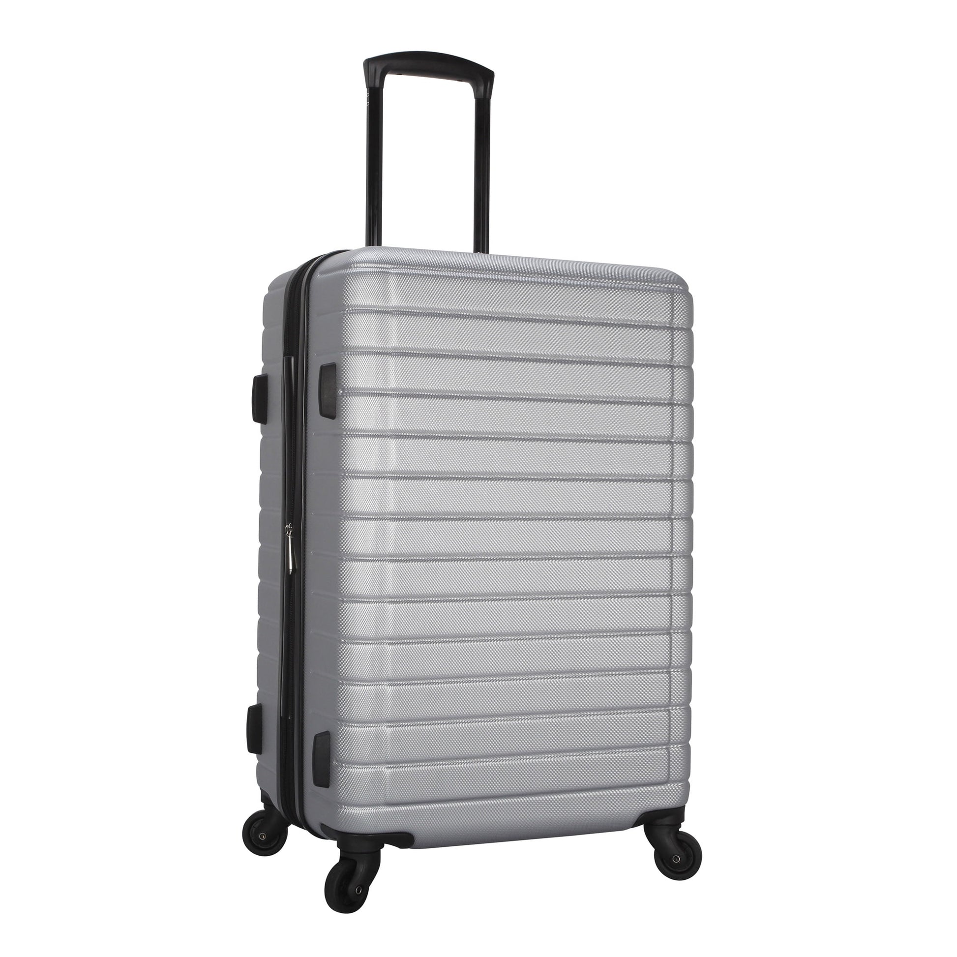 Vacationer 24-Inch Checked Expandable Hardside Luggage with 360-Spinner Wheels and Divider Pockets, Silver