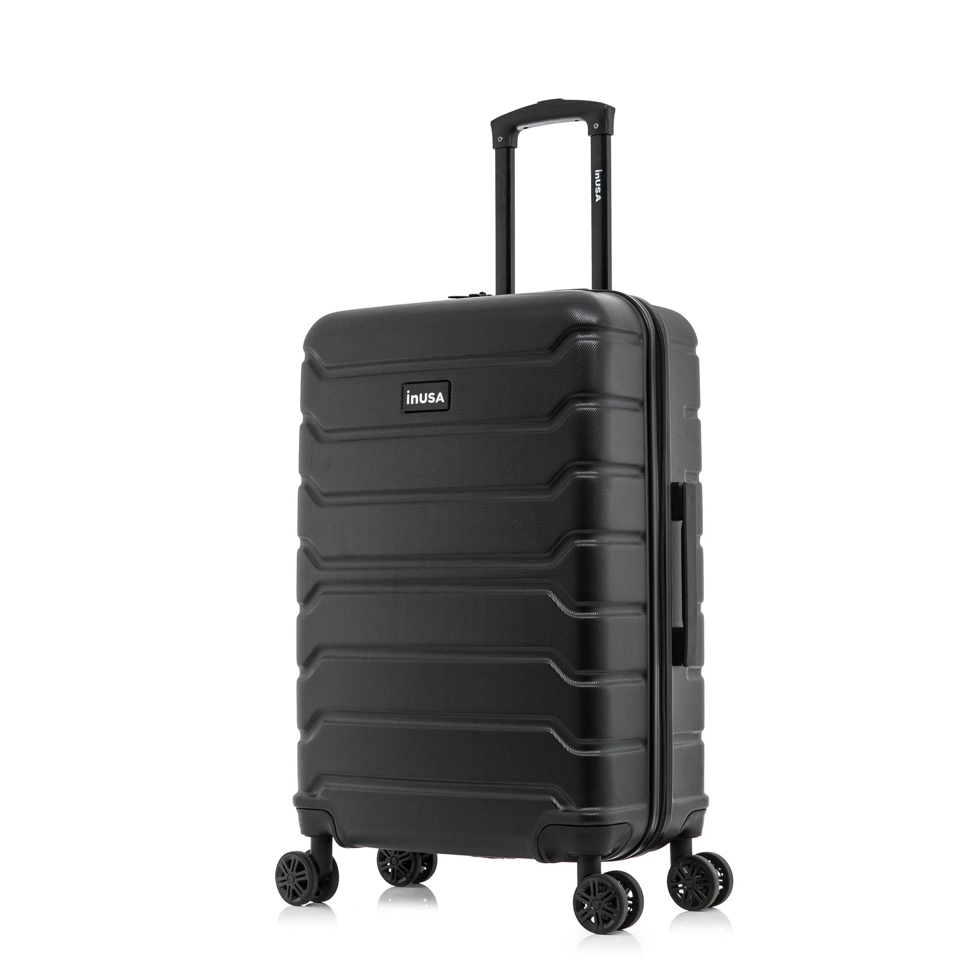 Trend 24" Hardside Lightweight Luggage with Spinner Wheels, Handle, and Trolley, Black