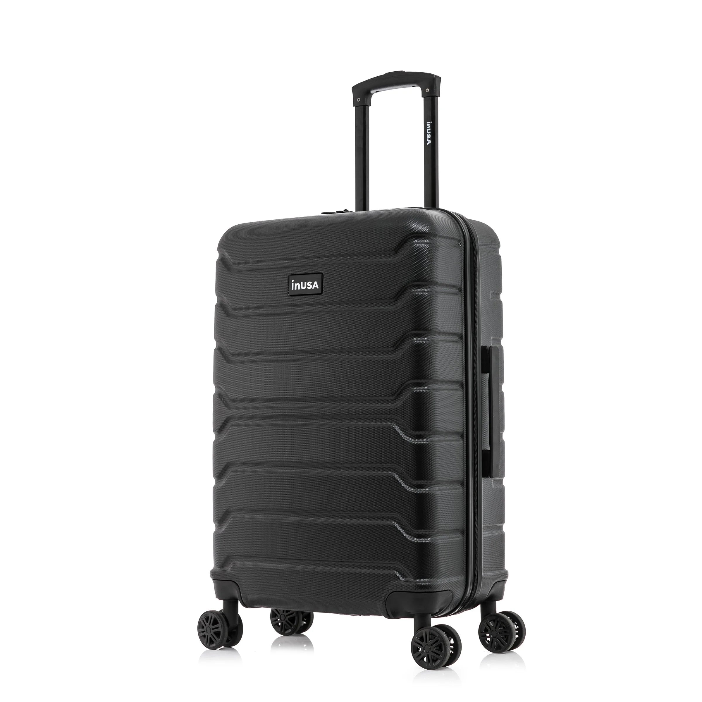 Trend 24" Hardside Lightweight Luggage with Spinner Wheels, Handle, and Trolley, Black