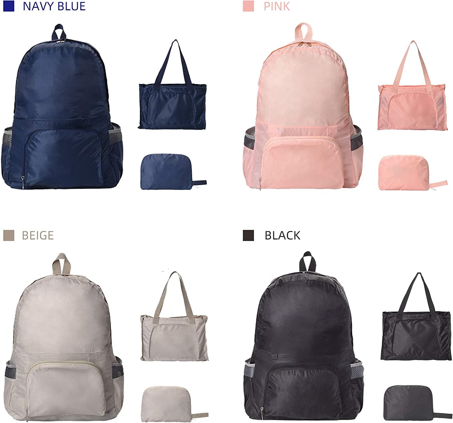 FOLDABLE LIGHTWEIGHT DURABLE TRAVEL BACKPACK | PACKABLE BACKPACK | DAYPACK (Beige)