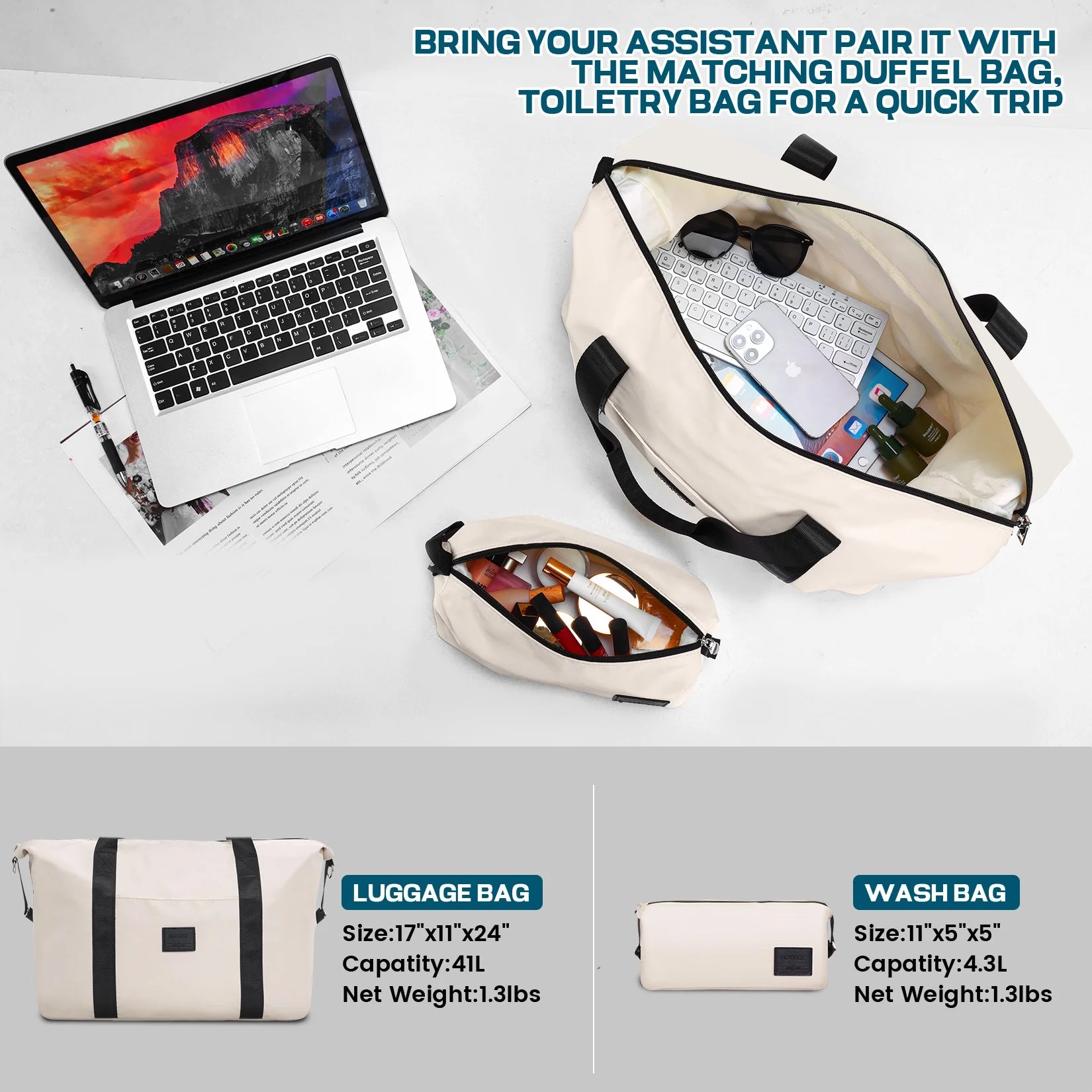 3 Piece Luggage Set Expandable ABS+PC Hardshell Carry on Suitcase with Spinner Wheels & TSA Lock for Men and Women, Rolling Carry-On Suit Case for Plane, Travel, Business, Beige(20In/Db/Tb)