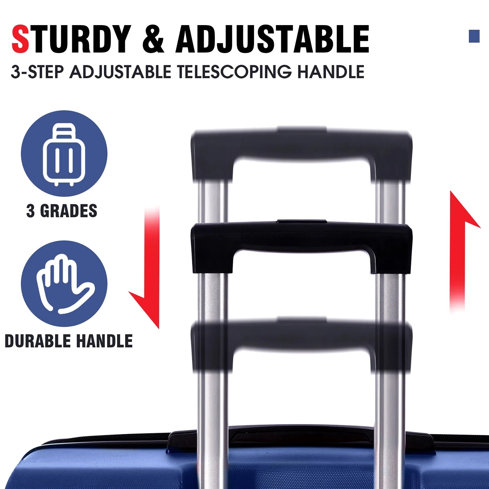 24 Inch Carry on Luggage,65L Capacity Suitcase with Wheels & TSA Lock ABS+PC Lightweight Checked Luggage for Travel Trip， Blue