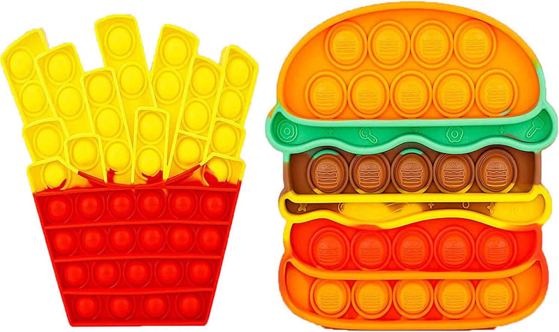 Fidget Toys Pop , Bubble Popping Sensory Fidget Toy for Adults and Children, Push Pop on It Stress Toy for Autism, Sensory Popper Educational Game Toy for Kids（Hamburger & Fries Shapes ）