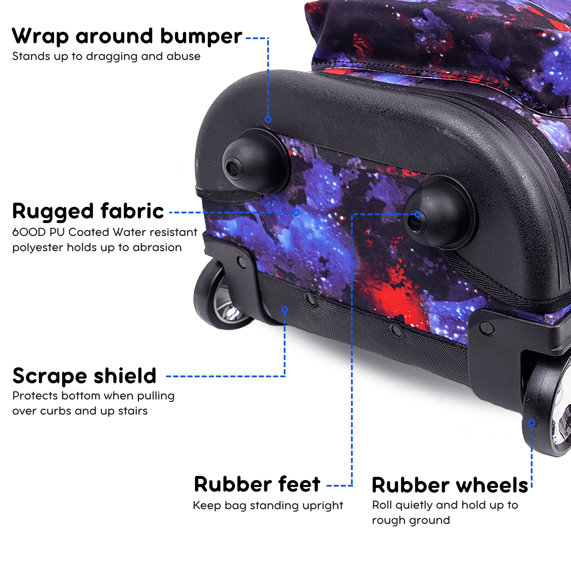 Boys and Girls Sunrise 18" Rolling Backpack for School and Travel, Galaxy