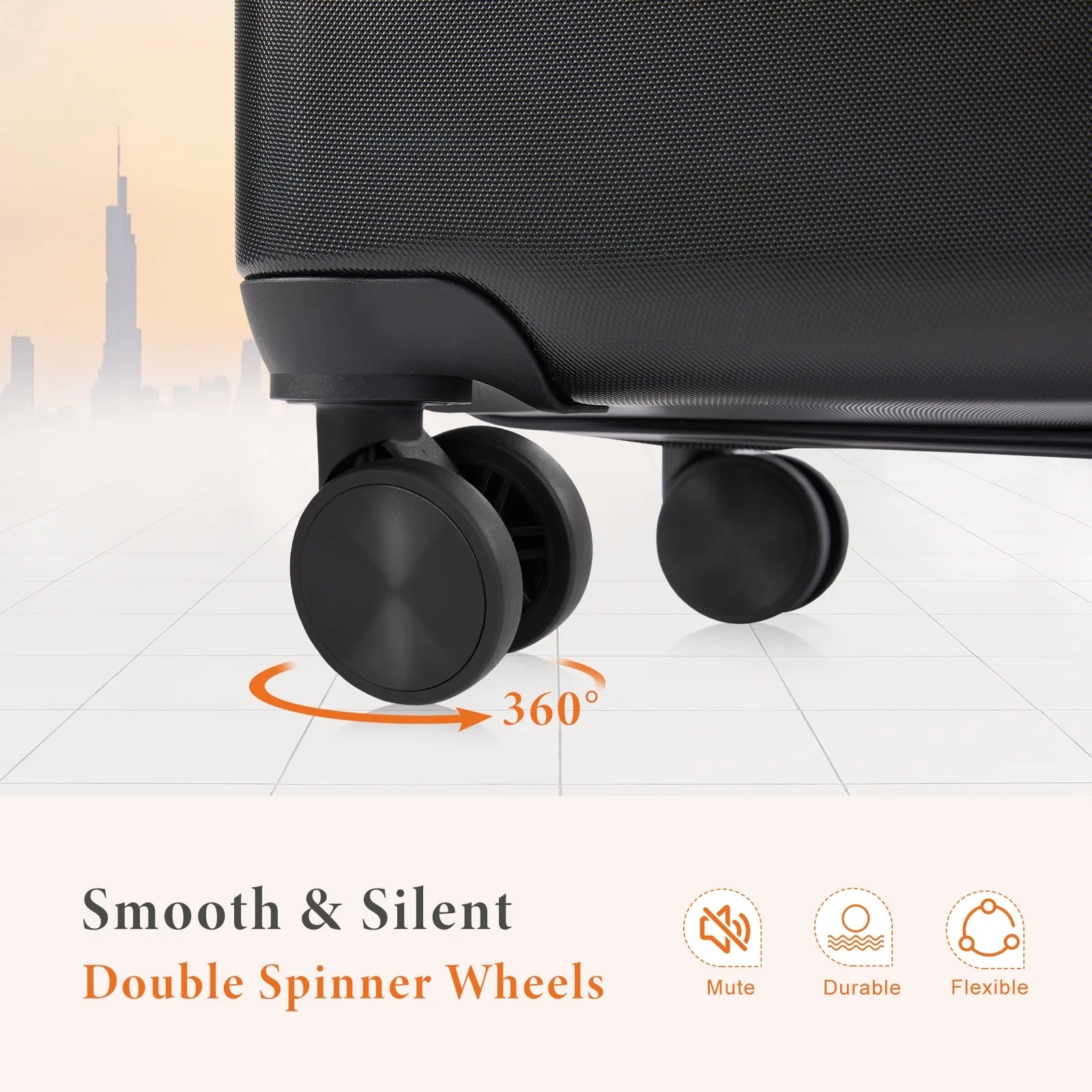 20-28 Inch Hardside Luggage Suitcase, TSA Lock Spinner Wheel Carry on Expandable,Black