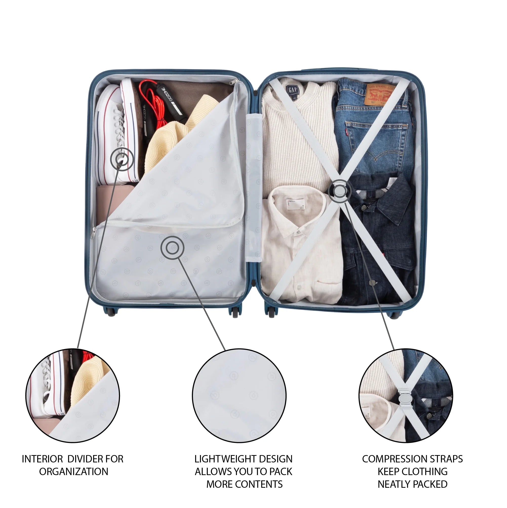 2-Piece Hardside Rolling Luggage Set, Blue