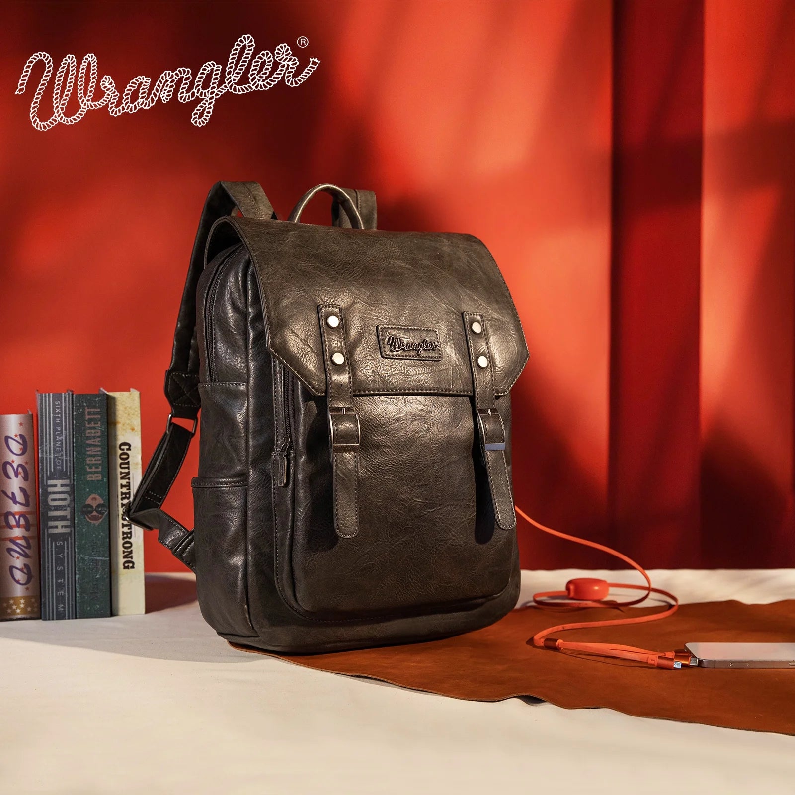 Wrangler Leather Backpack Purse for Women Laptop Backpack Fashion Pink Backpack, Coffee