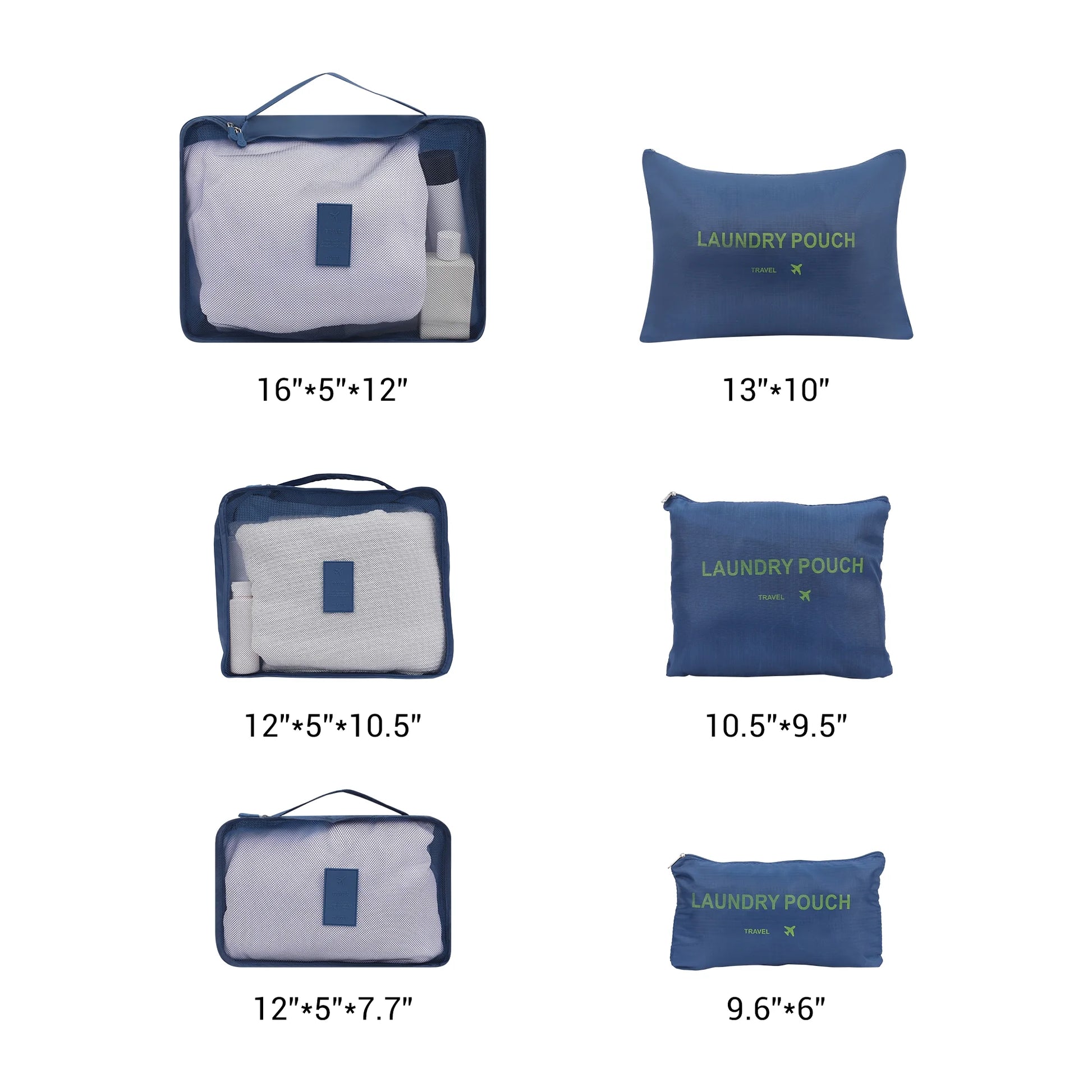 6 Set Travel Bag for Storage Closet Organizers Travel Accessories Blue