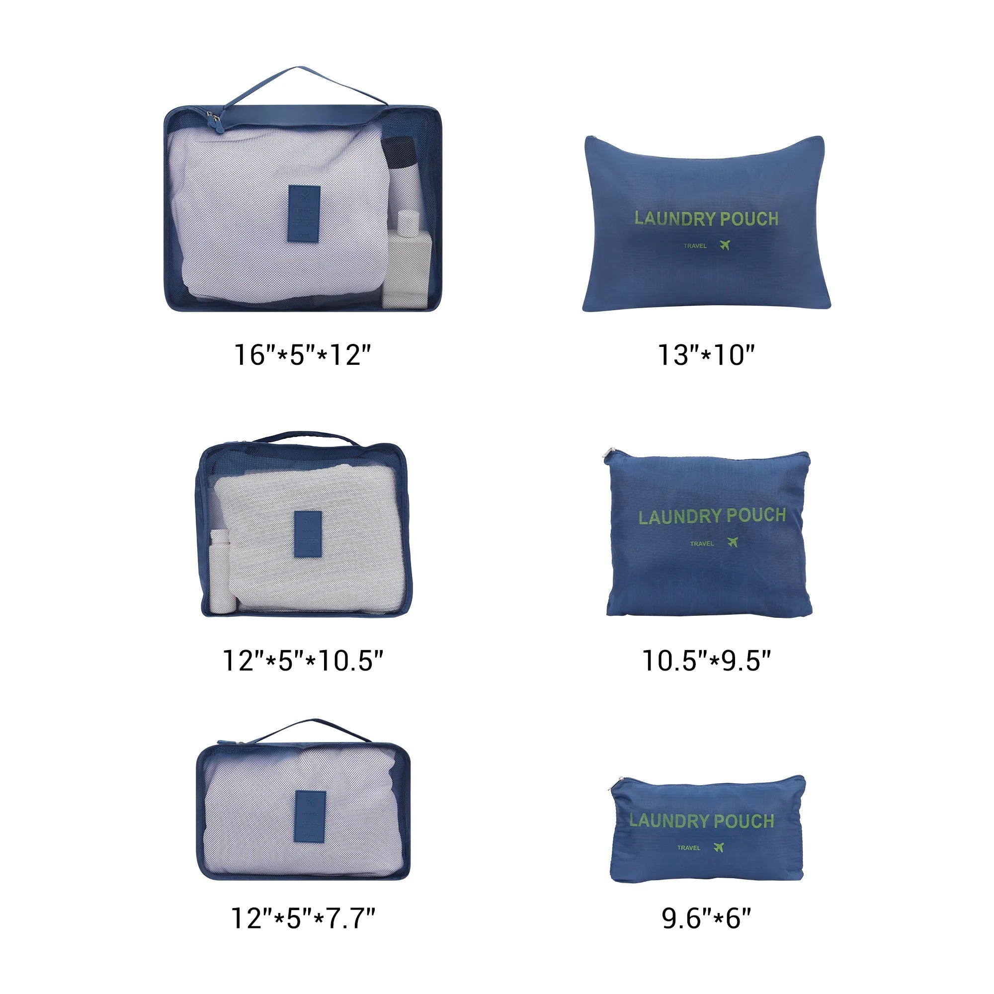 6 Set Travel Bag for Storage Closet Organizers Travel Accessories Blue