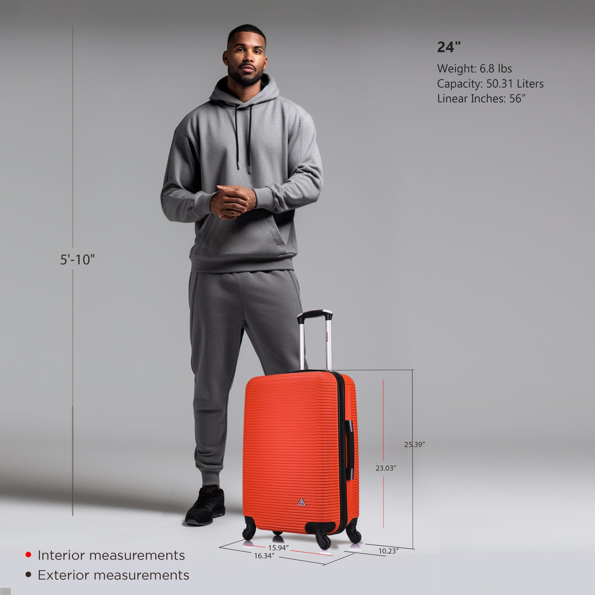 Royal Lightweight Hardside Spinner 24 Inch Orange