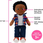 14" Soft Baby Doll for Boys (Charlie) - Plush Rag Doll for Toddlers & Infants, Washable Stuffed Toy with Sensory Fabric Body - Great for Baby Showers, Birthdays & Special Occasions