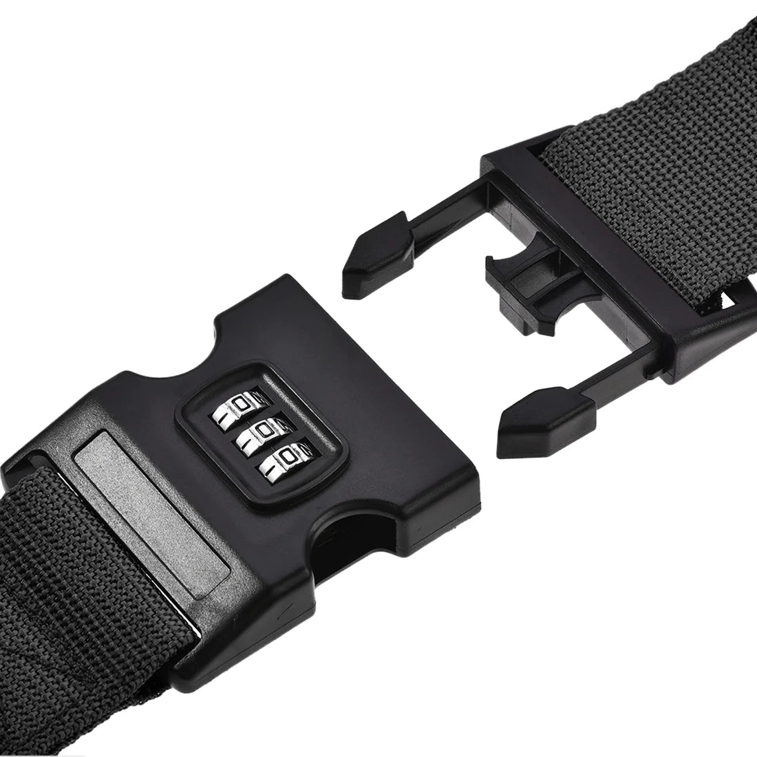 Luggage Strap Suitcase Belt with Buckle, Combination Lock, 2Mx5Cm Adjustable PP Travel Packing Accessory Black
