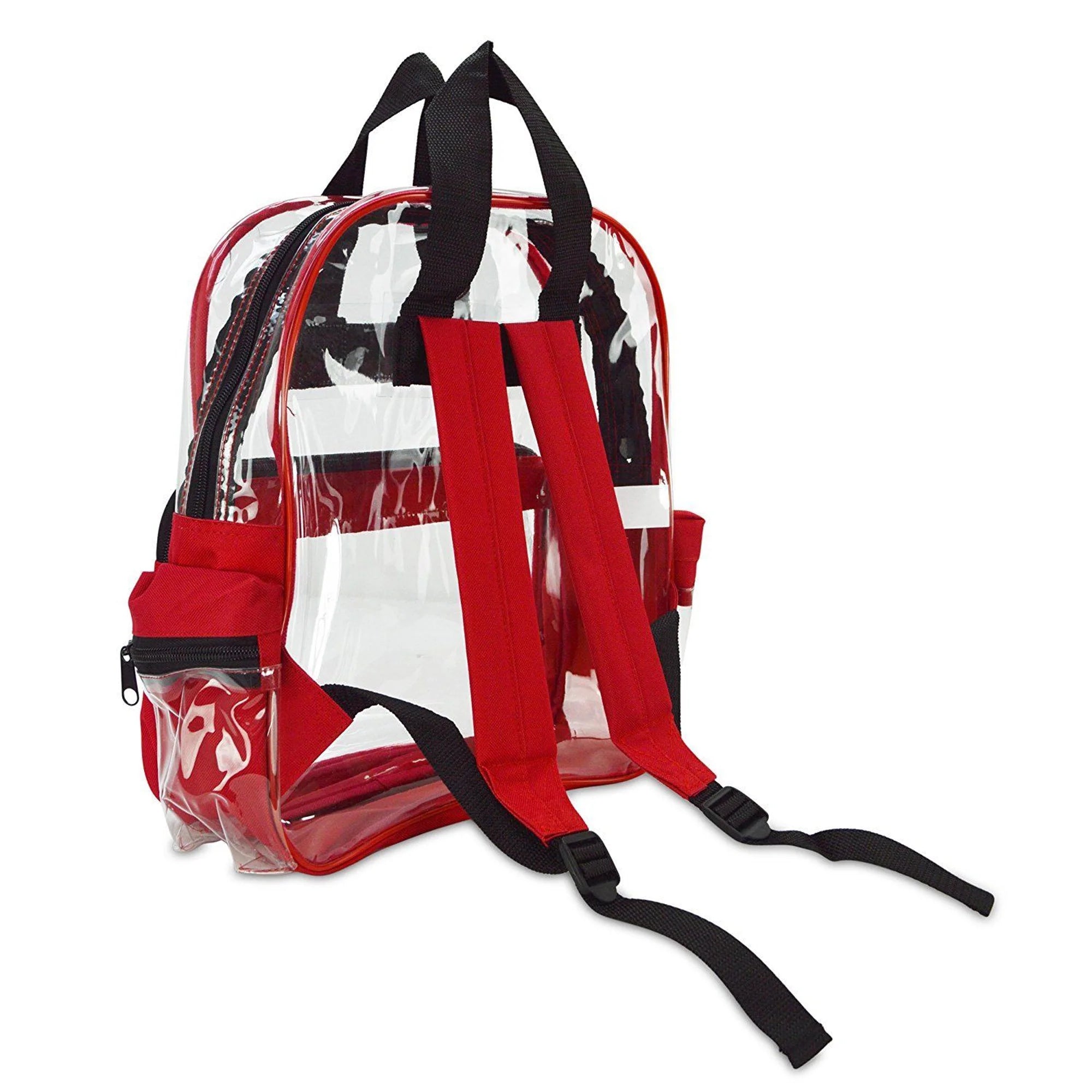 Clear Backpack Camping Hiking Daypacks NFL Sports Events Approved Backpack, Music Events Backpack, Custom Clear CBP School Backpack Transparent Backpacks, Laptop Backpack (Clear - 15") Red/Clear