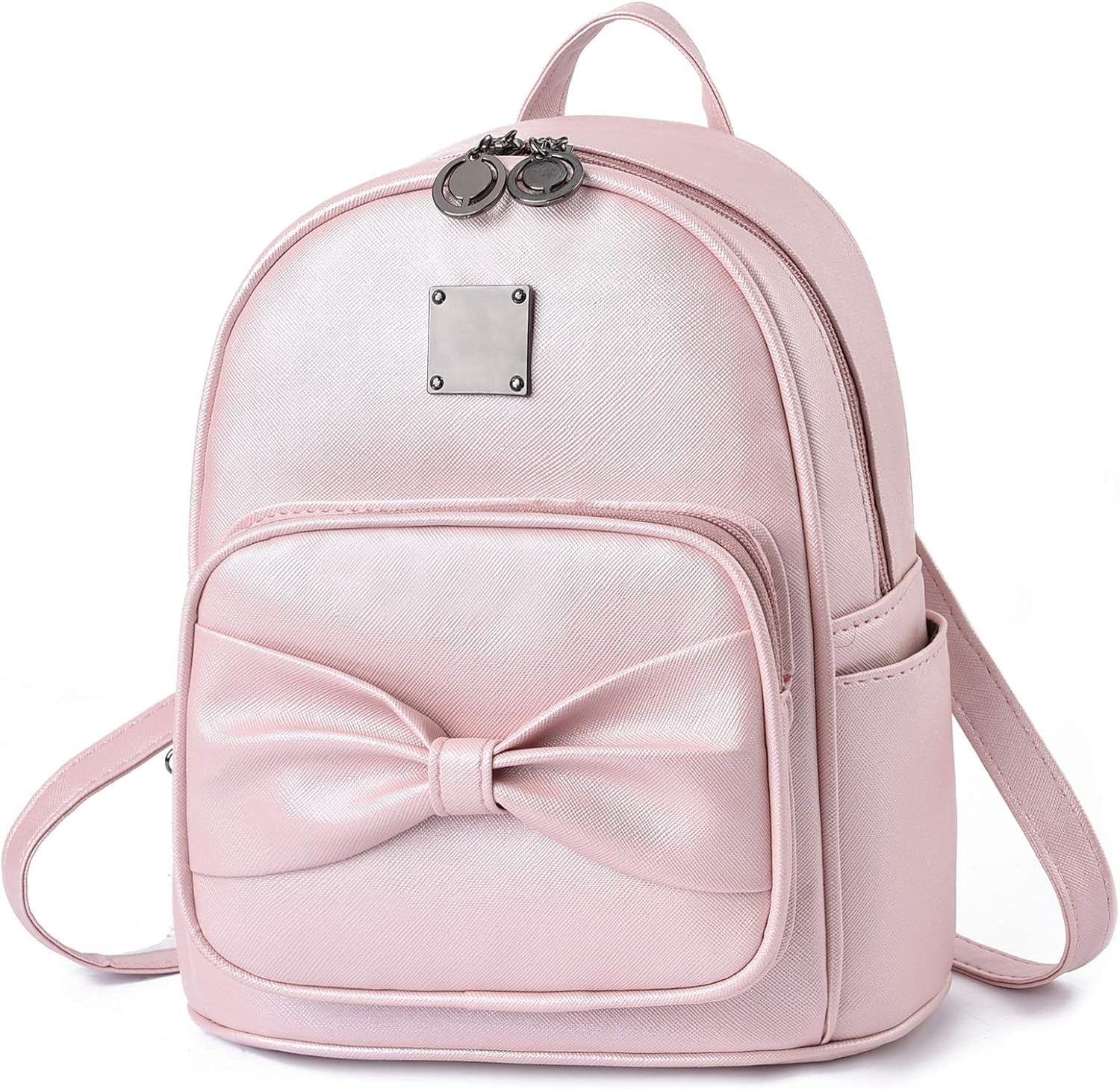 Mini Backpack Purse for Women Teenage Girls Bowknot Fashion Backpack Cute Leather Backpack Gold Pink