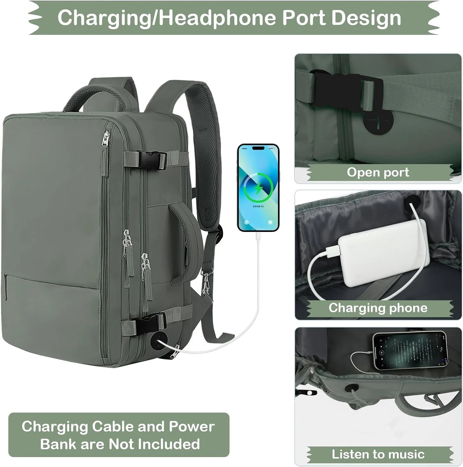 Extra Large Travel Backpack,Carry on Backpack,17 Inch Laptop Backpack,Hiking Backpack,School Bag,Olive Green