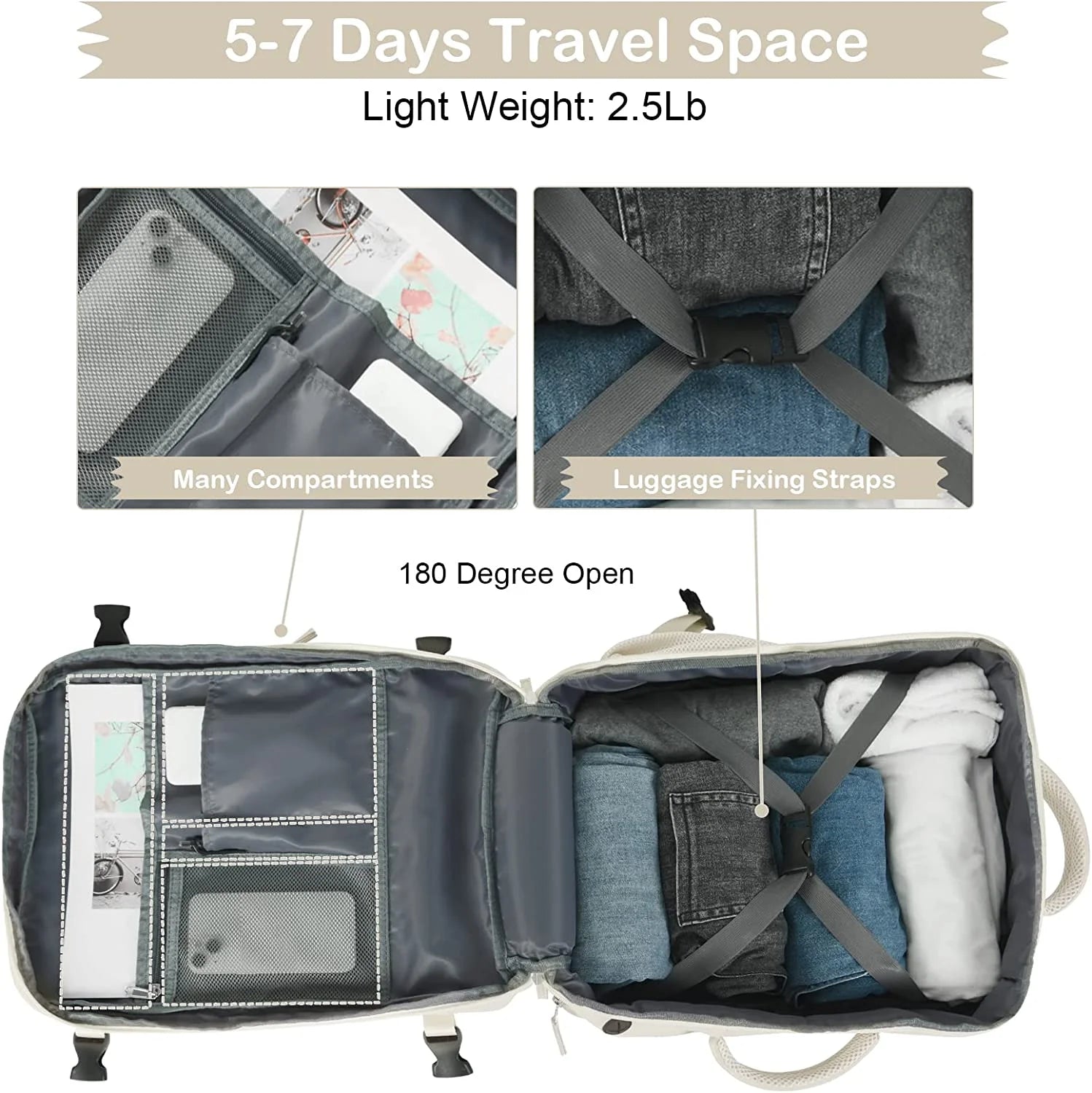 Extra Large Travel Backpack,Carry on Backpack,17 Inch Laptop Backpack,Hiking Backpack,School Bag,Beige