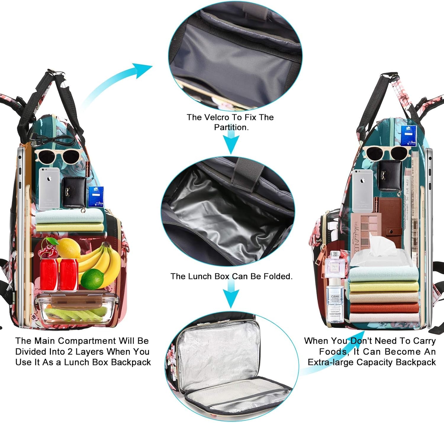 Lunch Backpack, Insulated Cooler Backpack Laptop Backpack Lunch Box Bag Backpack Travel Backpack for Women