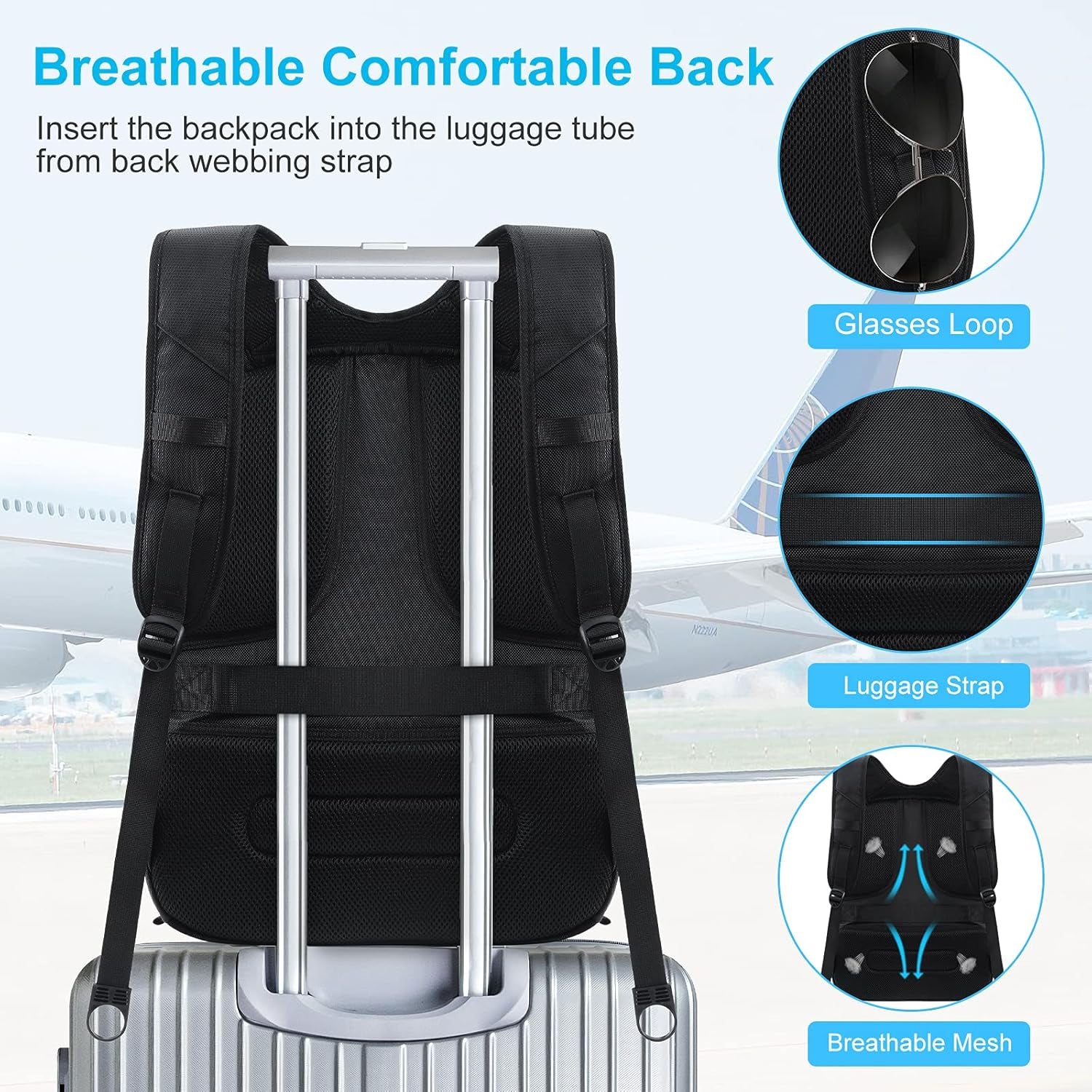 Extra Large Travel Backpack for Men Women: 17 in Laptop Backpacks for School, anti Theft TSA Travel Bag with USB Charging Port, Business Computer Bag (Blue)