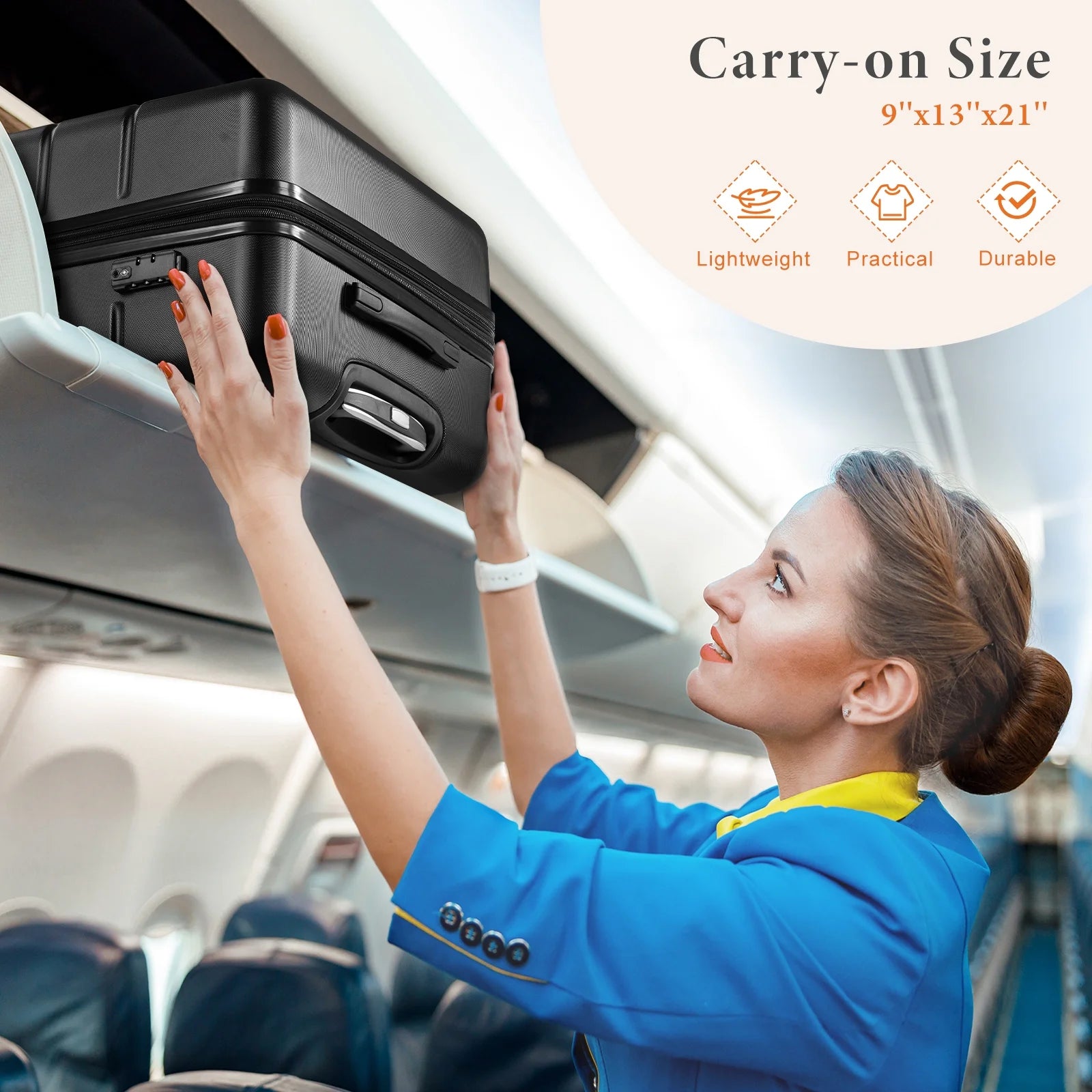 20-28 Inch Hardside Luggage Suitcase, TSA Lock Spinner Wheel Carry on Expandable,Black