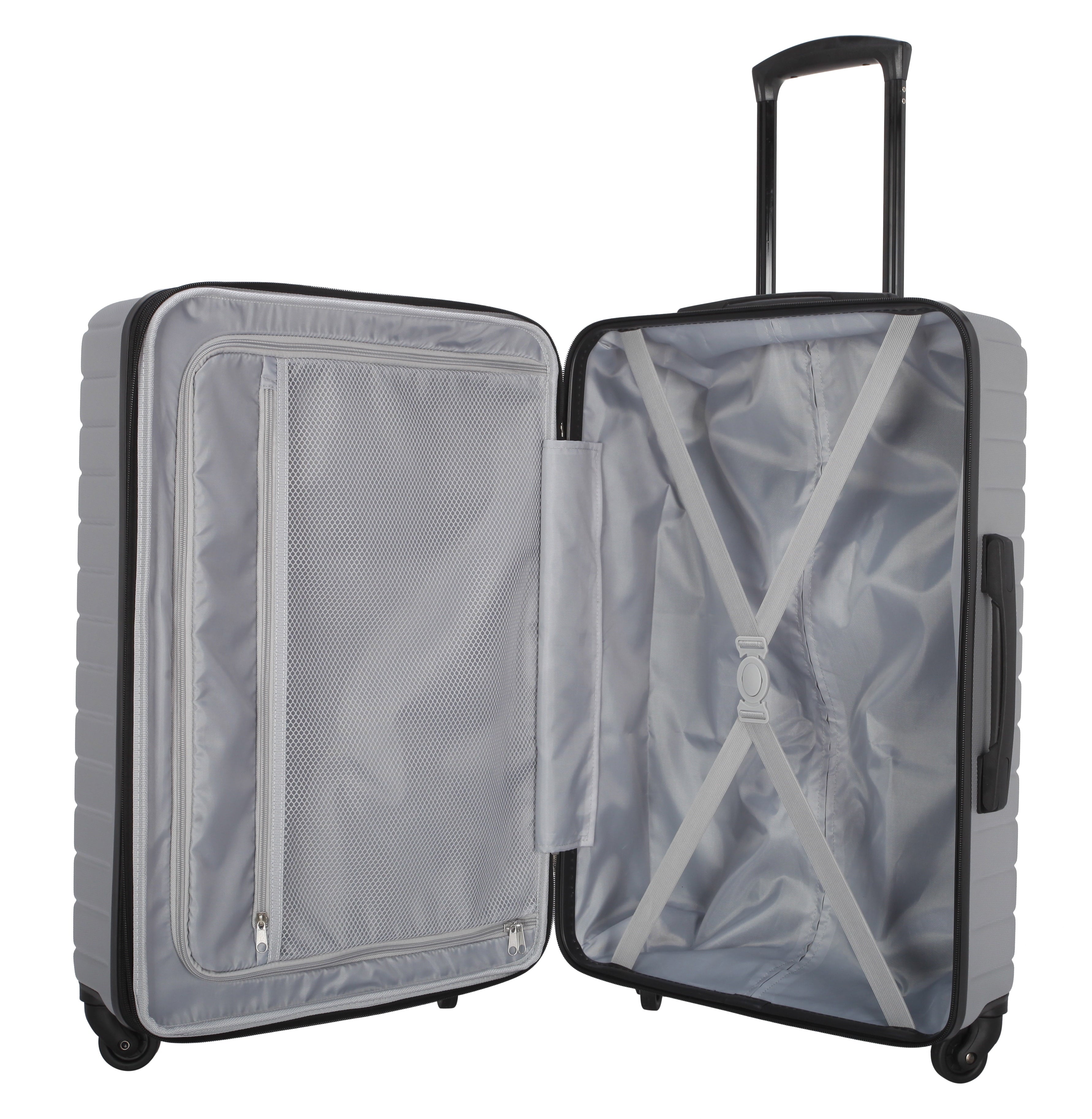 Vacationer 24-Inch Checked Expandable Hardside Luggage with 360-Spinner Wheels and Divider Pockets, Silver