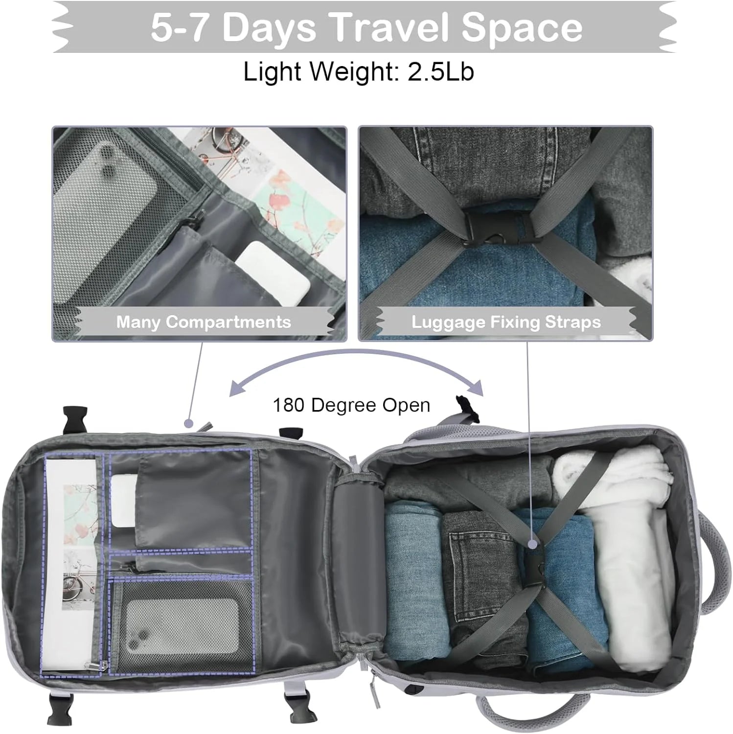 Extra Large Travel Backpack,Carry on Backpack,17 Inch Laptop Backpack,Hiking Backpack,School Bag,Gray