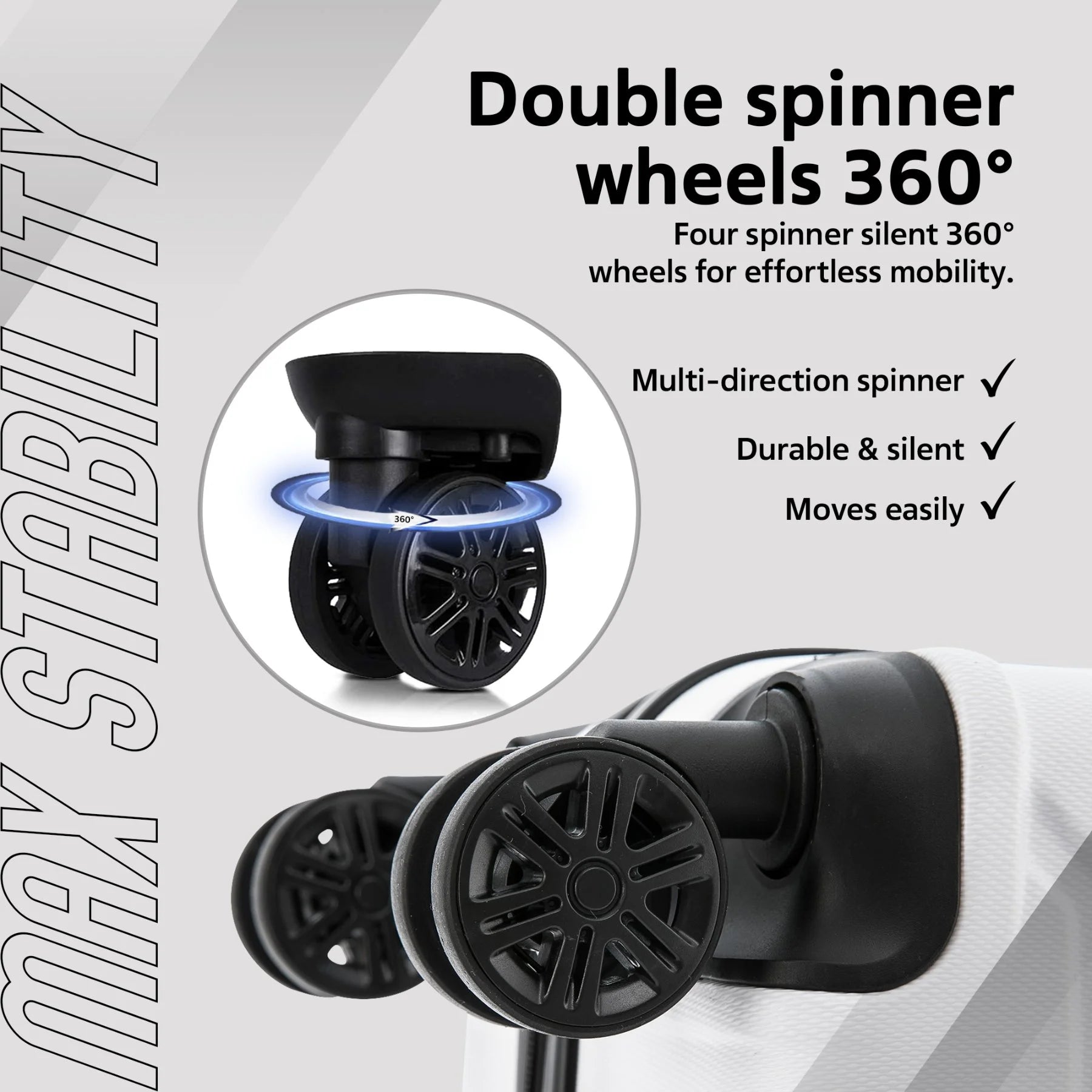 Trend 24" Hardside Lightweight Luggage with Spinner Wheels, Handle, and Trolley, White