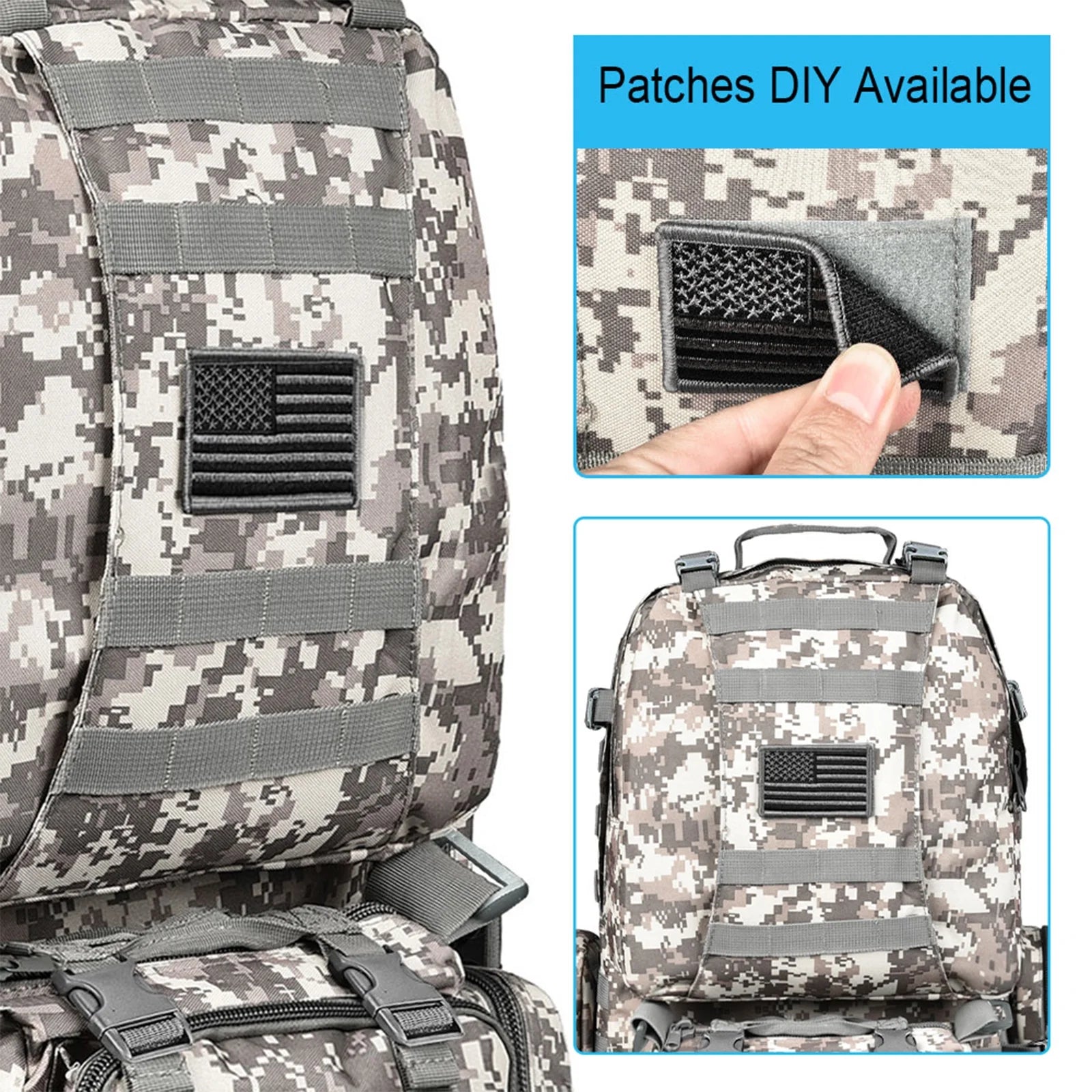 60L Camping Hiking Backpack, Large Multifunction Outdoor Sport Backpack, A*C*U with Patch