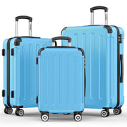 3 Piece Luggage Sets Hardshell Lightweight Suitcase with TSA Lock Spinner Wheels, Light Blue