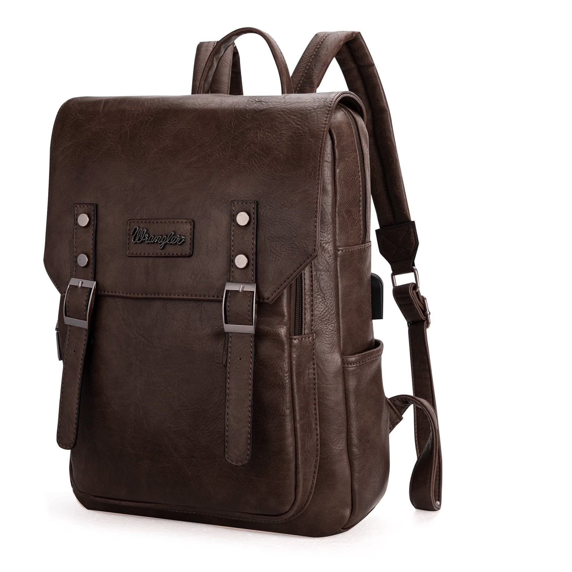 Wrangler Leather Backpack Purse for Women Laptop Backpack Fashion Pink Backpack, Coffee