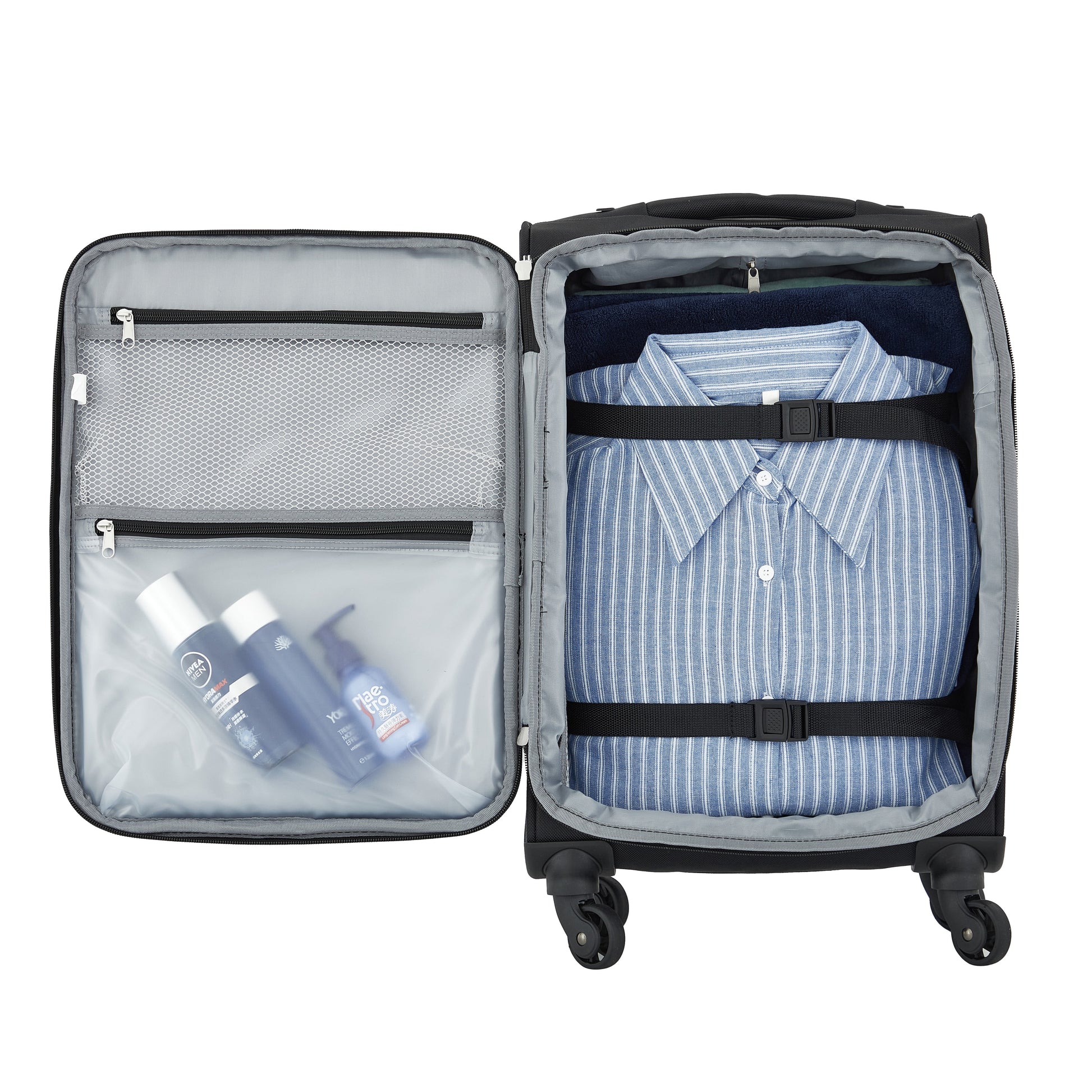 Arendale 20" Soft Side Expandable Rolling Spinner Carry-On Luggage, Black