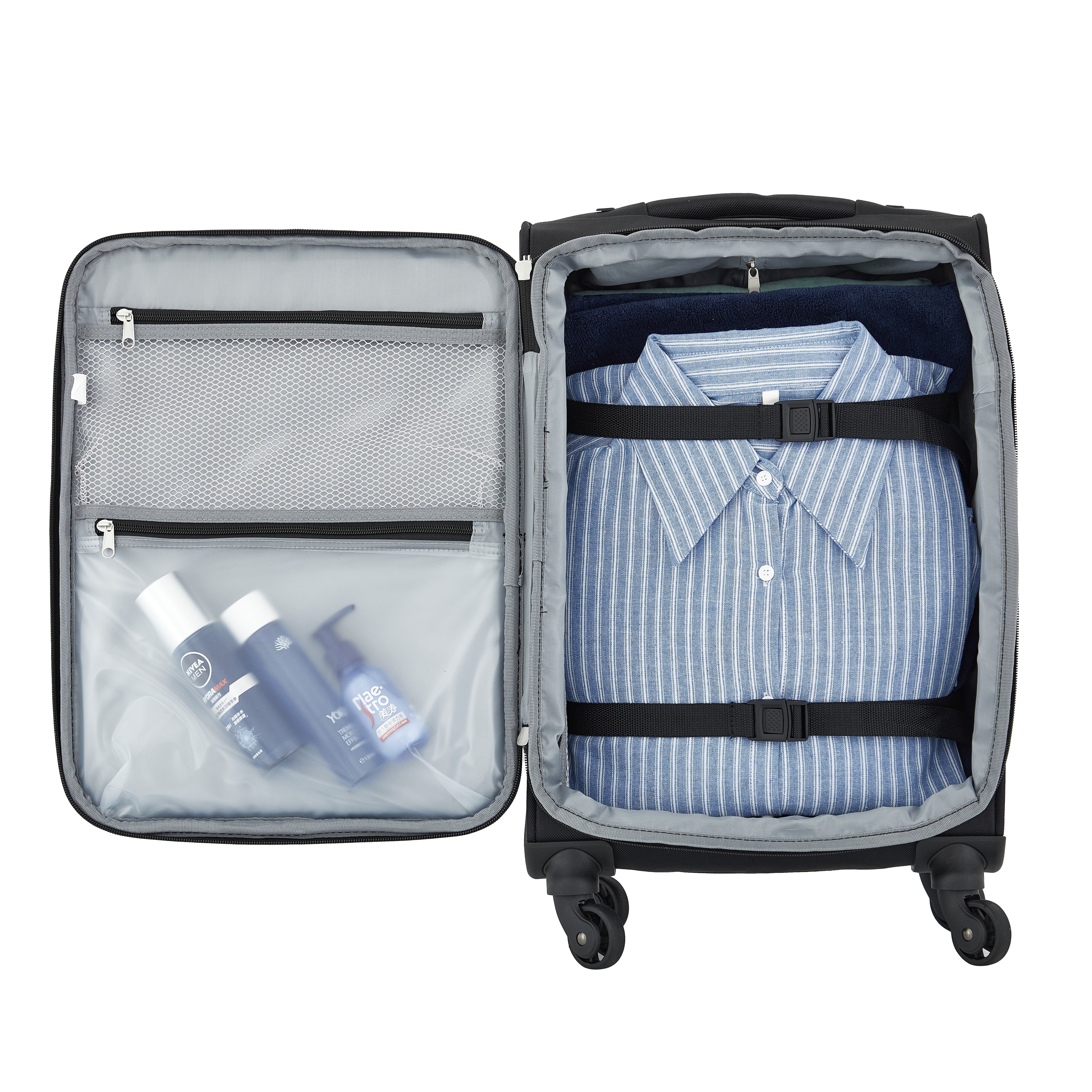 Arendale 20" Soft Side Expandable Rolling Spinner Carry-On Luggage, Black