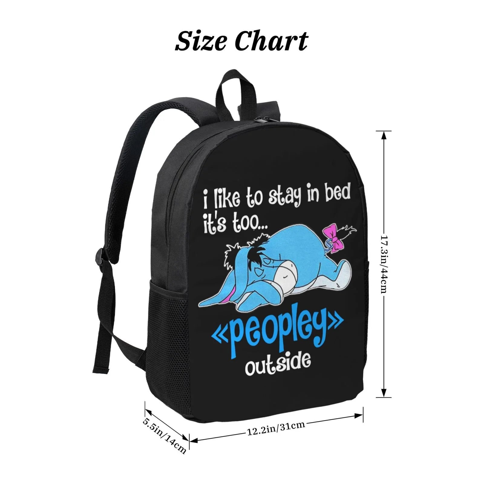 Namilady Too Peopley outside Eeyore Backpack Simple Lightweight Backpack Fashion Travel Backpack Laptop Backpack 17 Inch