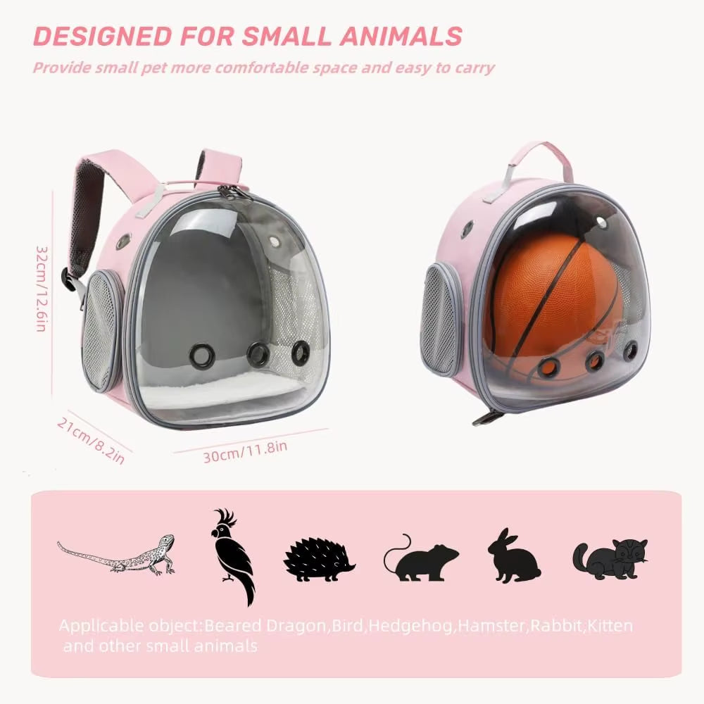 Small Animal Backpack Portable Travel Backpack Space Cabin Bubble Window Backpack (Pink)