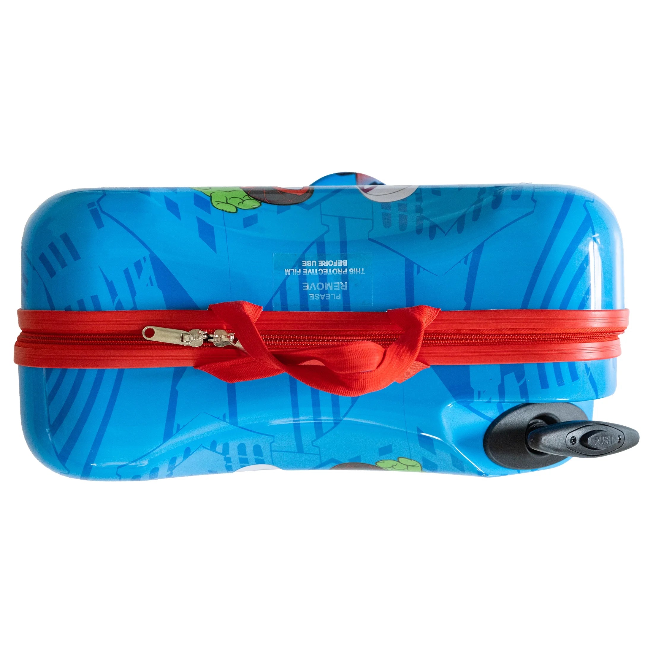 Kid'S  Spidey and Friends Superhero Character Ride on Scooter Hardside Luggage for Boys and Girls -Blue