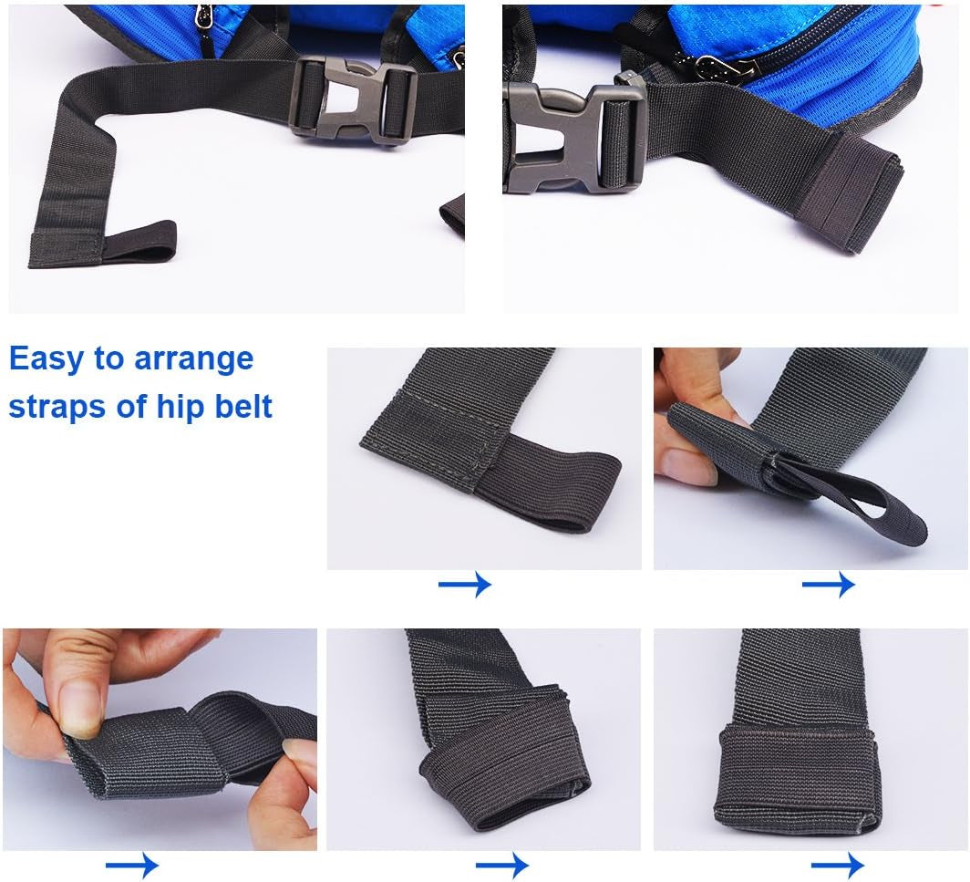 Unisex Black Hiking Daypack, 40L Water Resistant Lightweight Foldable Backpack with Hip Belt